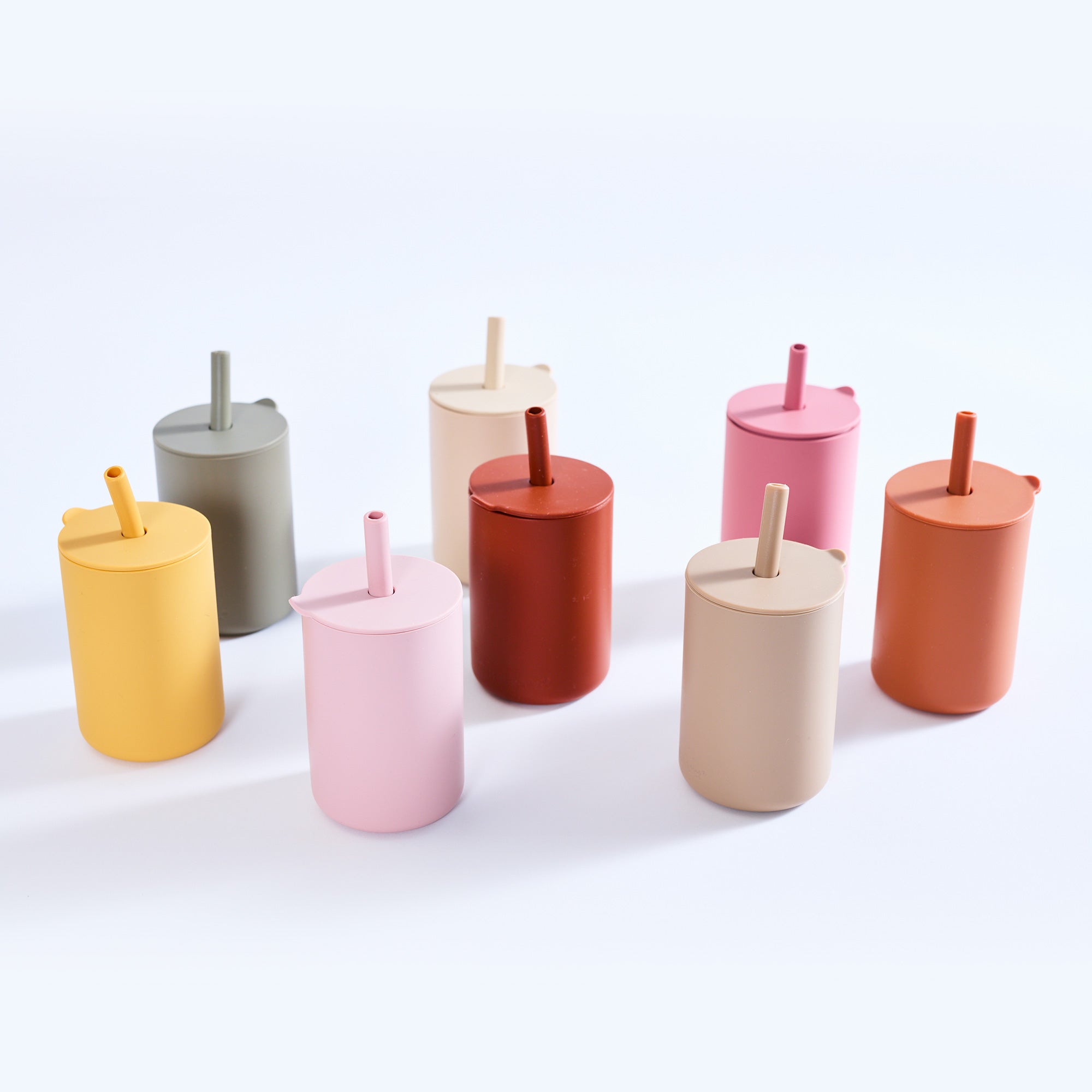 Colorful silicone cup with removable straw for toddlers